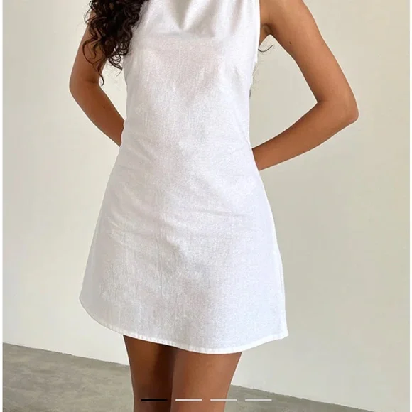 Motel Rocks White Backless Halter Sundress - Picture 2 of 6